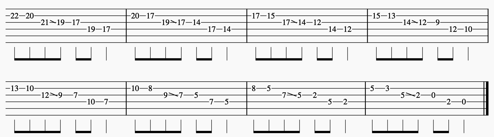 Ex. 3b — Seven-note pattern on the DGB set, descending